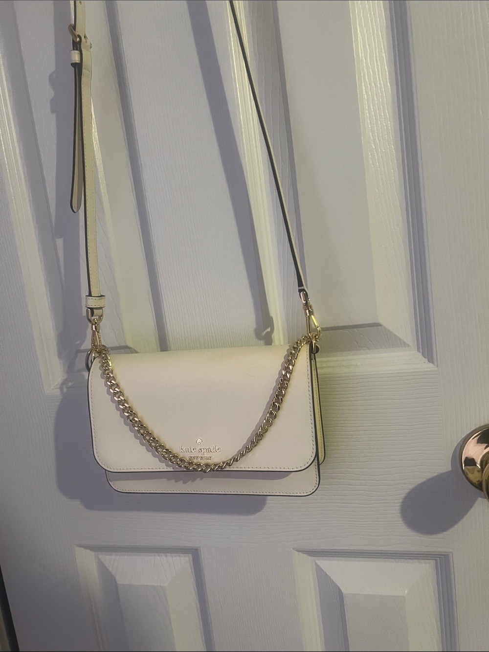 kate spade Cream Crossbody Bag with Gold Chain